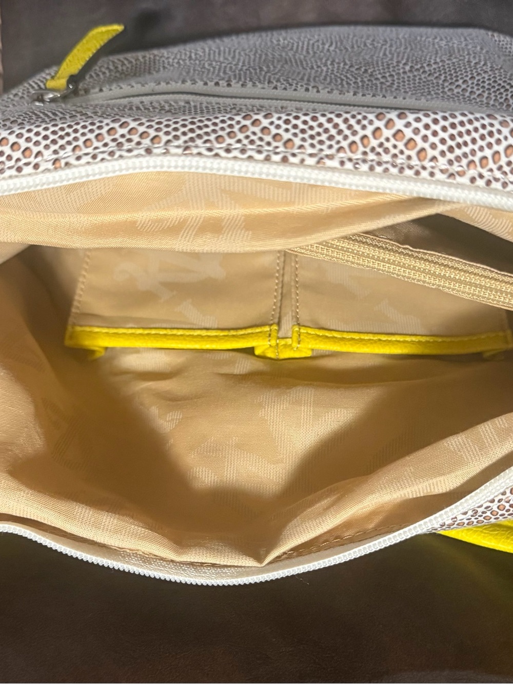 Kathy Van Zeeland Neutral Textured Shoulder Hobo with Yellow Trim - Picture 5 of 5